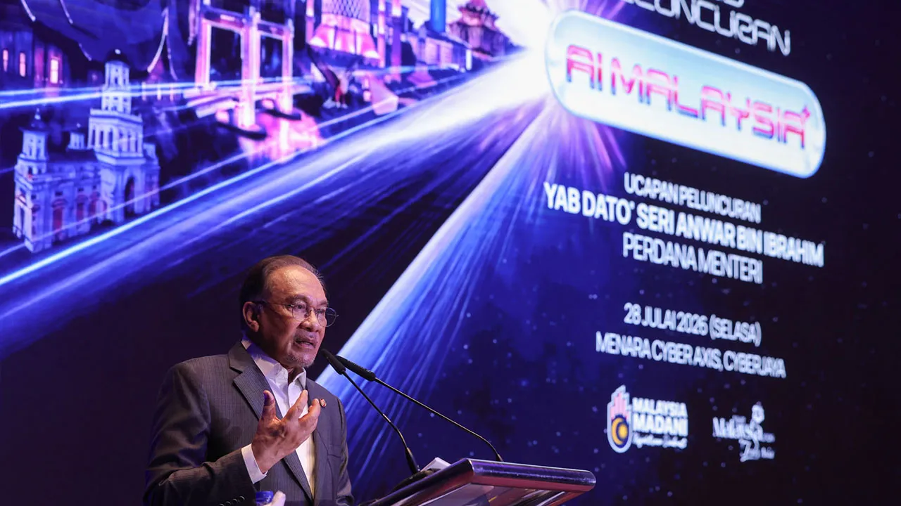 Cyberjaya , 28 Julai 2026. Perdana Menteri , Datuk Seri Anwar Ibrahim hadir ke Majlis Peluncuran AI MALAYSIA yang diadakan di Menara Cyber Axis Cyberjaya.Astro AWANI / SHAHIR OMAR