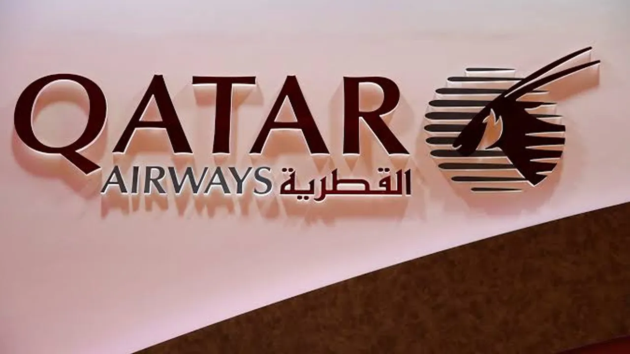 The Qatar Airways logo is pictured at the International Tourism Trade Fair ITB in Berlin, Germany, March 7, 2018 Purchase Licensing Rights