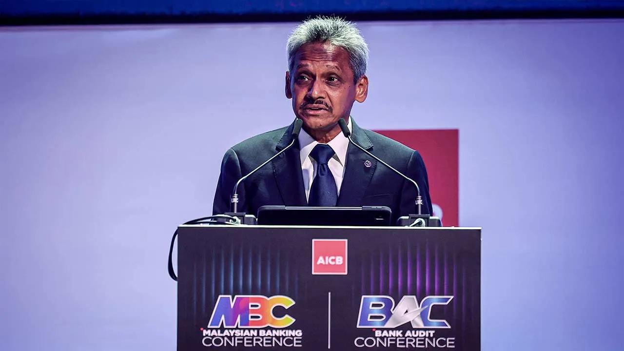 KUALA LUMPUR, July 8 -- Bank Negara Malaysia Governor Datuk Seri Abdul Rasheed Ghaffour delivers the welcome address at AICB Nexus 2026 today.  -- fotoBERNAMA (2026) COPYRIGHT RESERVED
