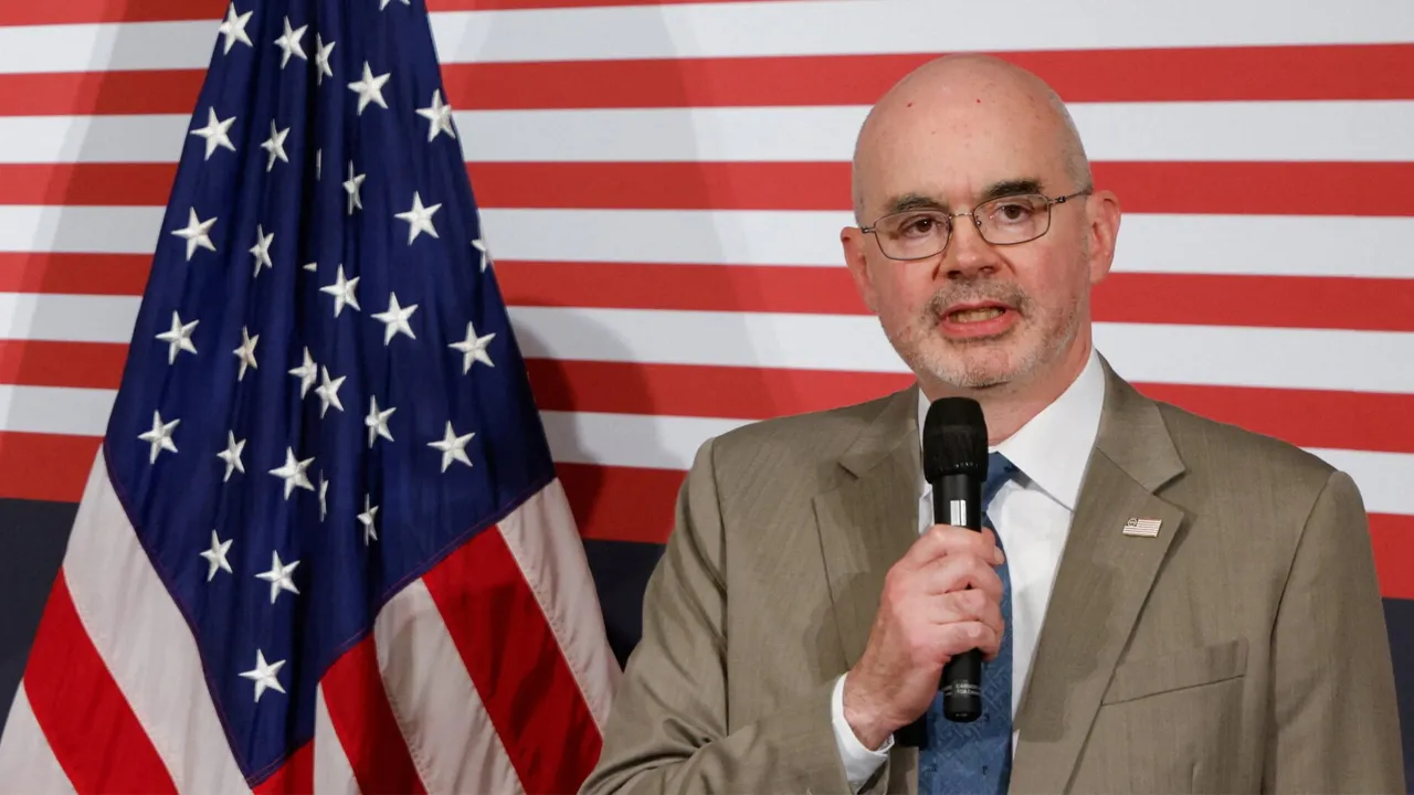 Director of the American Institute in Taiwan Raymond Greene speaks at a reception celebrating the upcoming U.S. Independence Day, in Taipei, Taiwan May 27,2026. REUTERS/Ann Wang Purchase Licensing Rights