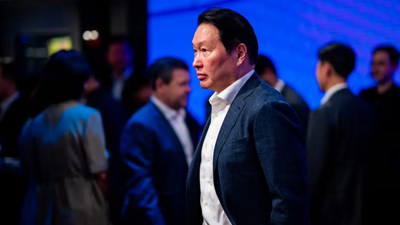Chey Tae-won, chairman of SK Group, attends semiconductor and memory chip company SK Hynix’ opening bell ceremony at the Nasdaq market on the day of their IPO in New York City, U.S., July 10, 2026. REUTERS