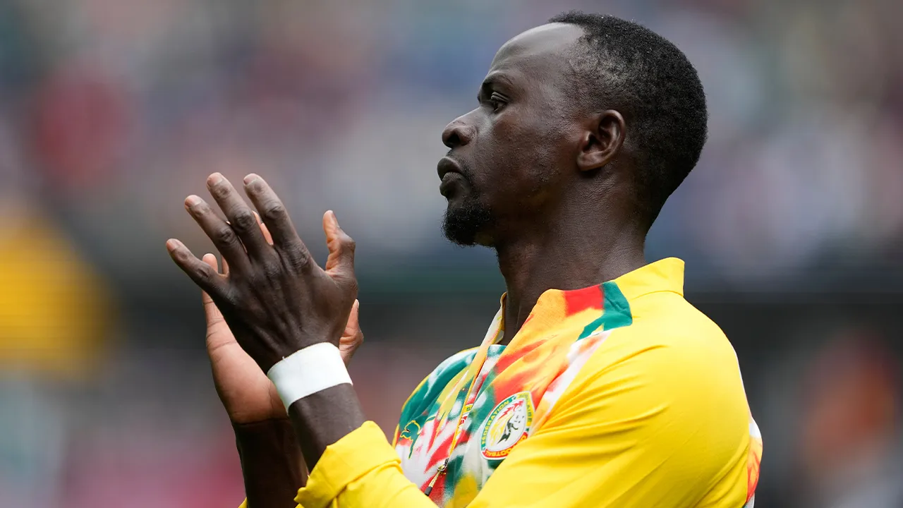 Senegal's Sadio Mane warms up prior to the World Cup round of 32 soccer match between Belgium and Senegal in Seattle, Wednesday, July 1, 2026. (AP Photo/Lindsey Wasson)