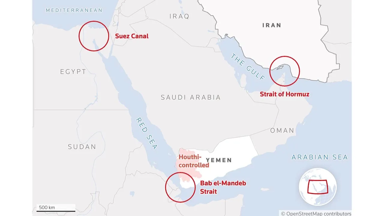 What happens if the Red Sea gateway and Strait of Hormuz are blocked? -- REUTERS