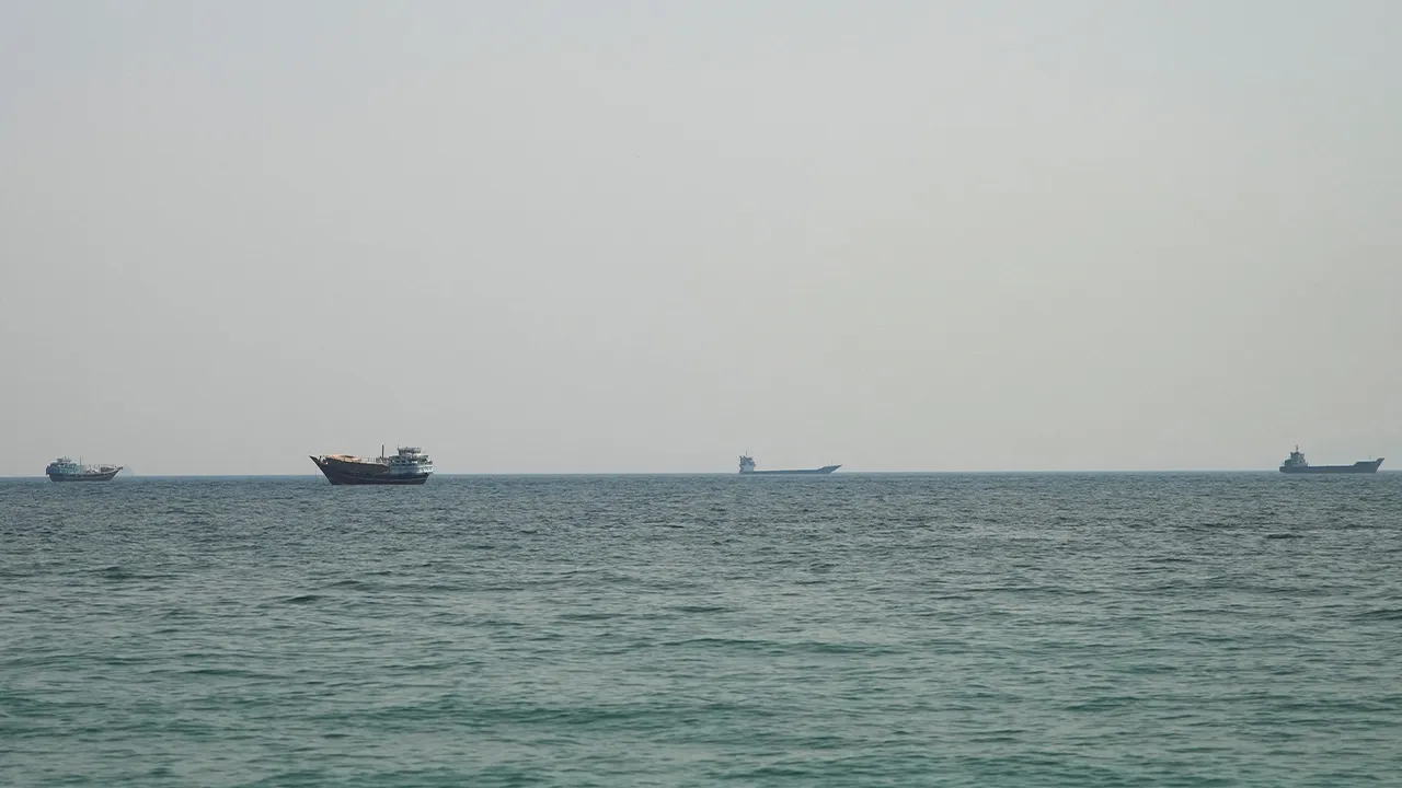 Vessels at the Strait of Hormuz, as seen from Musandam, Oman, July 12, 2026. REUTERS/Stringer