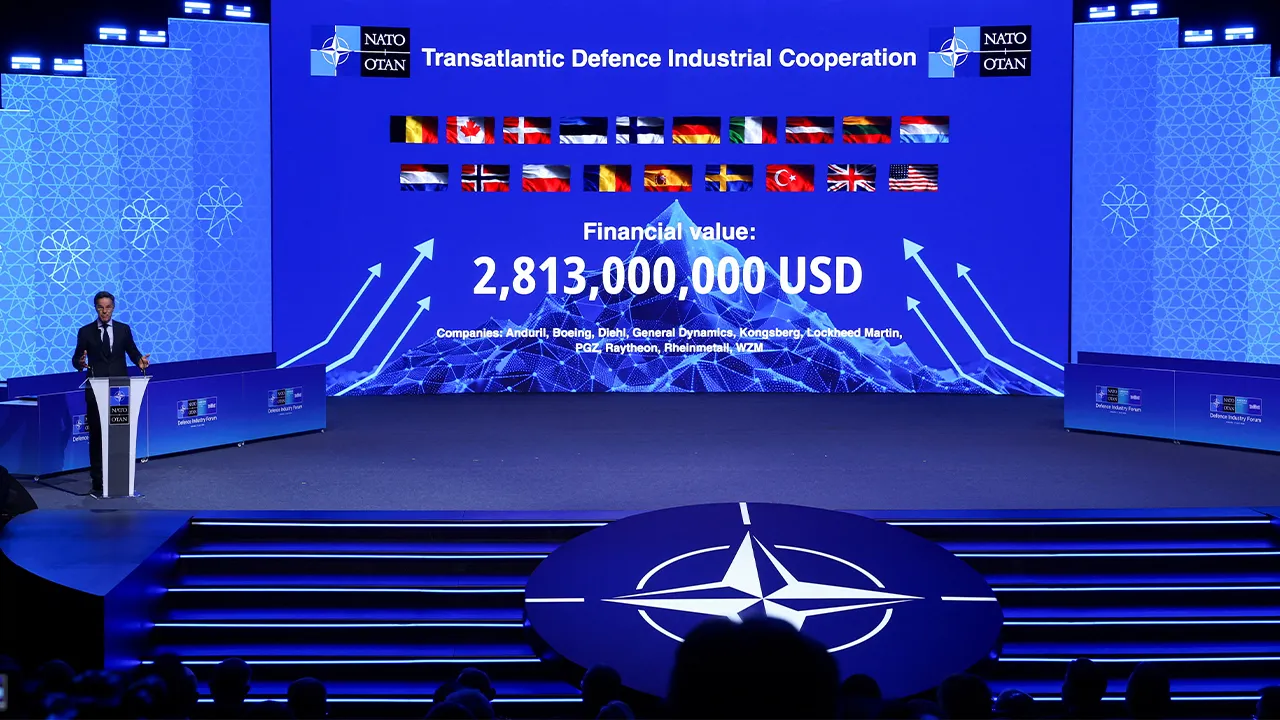 NATO Secretary General Mark Rutte speaks at the NATO Summit Defence Industry Forum, on the sidelines of the NATO leaders' Summit, in Ankara, Turkey, July 7, 2026. REUTERS/Yves Herman