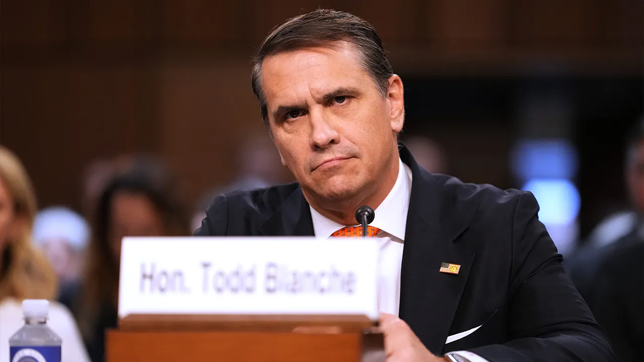 Acting Attorney General Todd Blanche appears before the Senate Judiciary Committee on Capitol Hill in Washington, Wednesday, July 15, 2026. (AP Photo/Mark Schiefelbein)