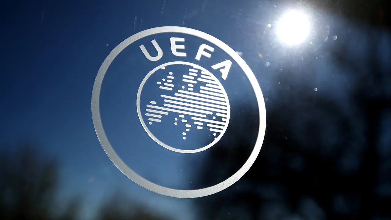 Soccer Football - Europa League - Round of 16 draw - Nyon, Switzerland - February 28, 2020. General view of the UEFA logo at UEFA Headquarters before the draw REUTERS/Denis Balibouse/File Photo