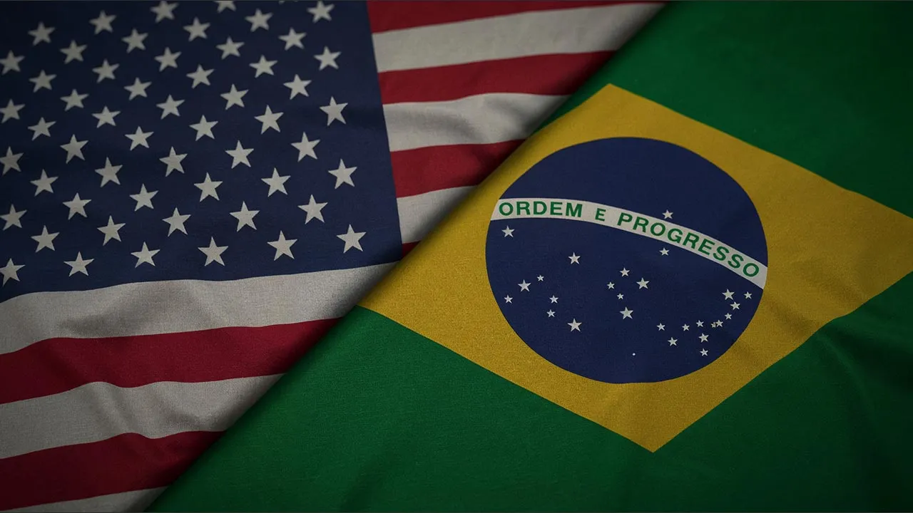 Fusion of the Flags of the United States and Brazil -- ADOBE STOCK