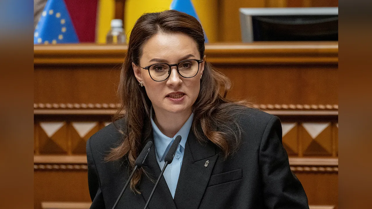 FILE PHOTO: Newly appointed Ukrainian Prime Minister Yulia Svyrydenko attends a session of Ukrainian parliament, amid Russia's attack on Ukraine, in Kyiv, Ukraine July 17, 2025. REUTERS/Andrii Nesterenko/File Photo