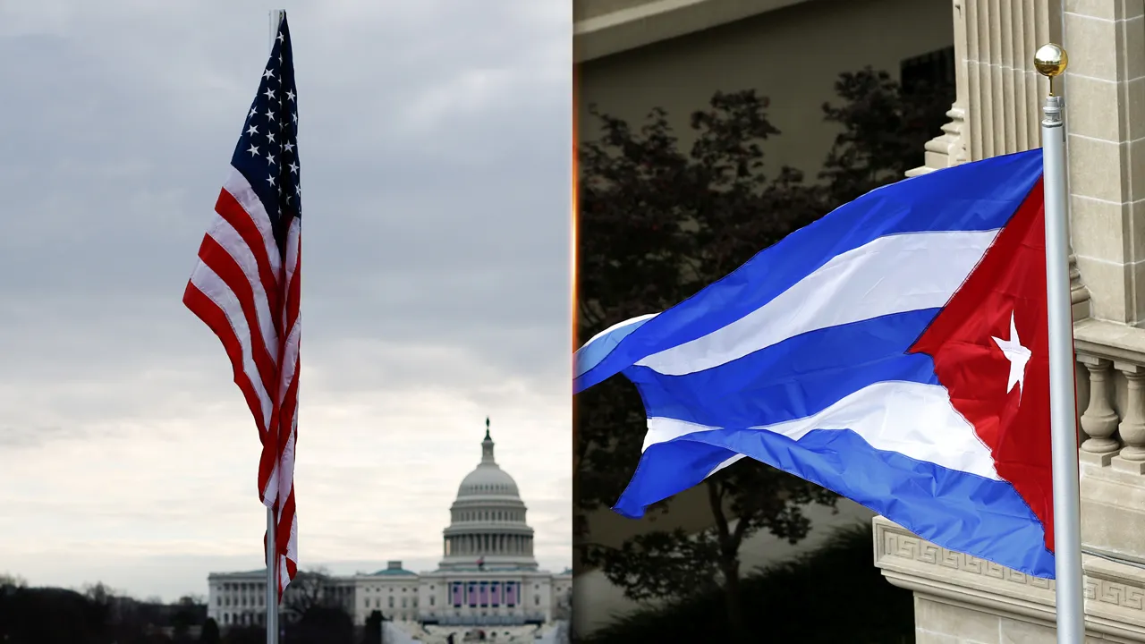  flags of US and Cuba 