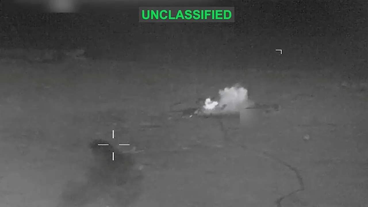Smoke rises at an unknown location following what the U.S. Central Command says is a new wave of strikes against Iran on Tuesday after three tankers were hit by projectiles in the Strait of Hormuz, in this still image taken from video released July 7, 2026. U.S. Central Command/Handout via REUTERS THIS IMAGE HAS BEEN SUPPLIED BY A THIRD PARTY. MANDATORY CREDIT. VIDEO MASKED AT SOURCE. VERIFICATION: - Location and date could not be verified. - No earlier version of the video found posted online before Tuesda