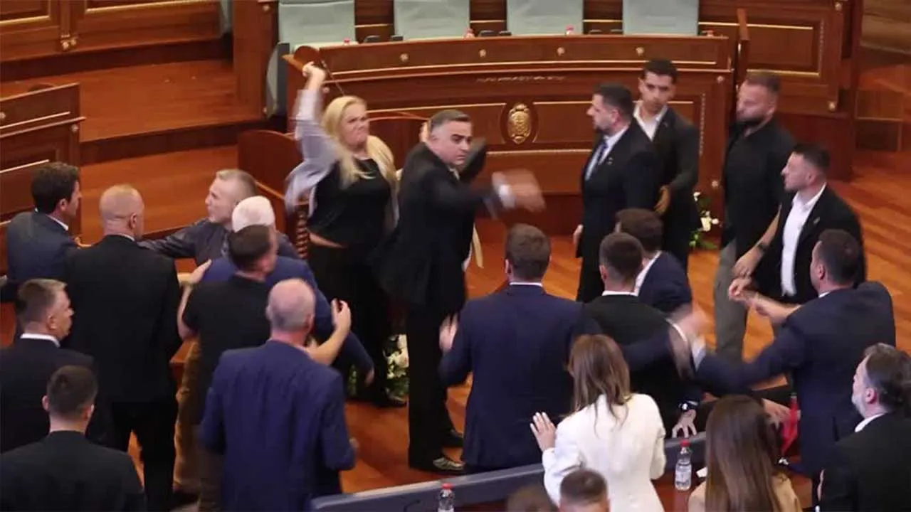 [TB]_Lawmaker hurls eggs prime minister Kosovo_REUTERS