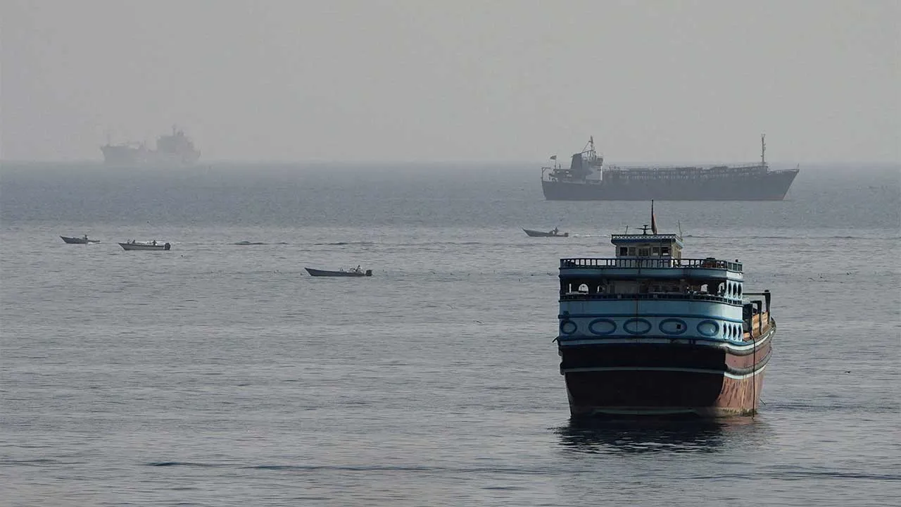 Vessels in the Strait of Hormuz, as seen from Musandam, Oman, August 3, 2026. REUTERS/Stringer TPX IMAGES OF THE DAY