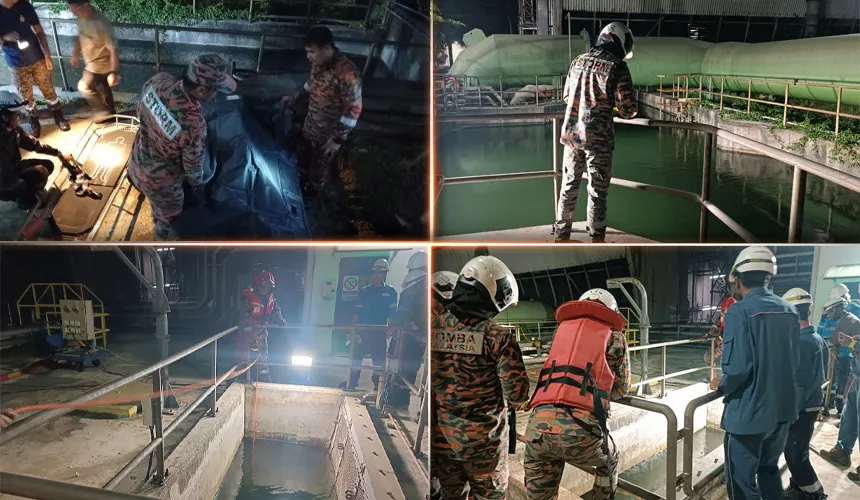 [TB]_maut terjatuh tangki penyimpanan air Kuala Langat Power Plant_JBPM Selangor