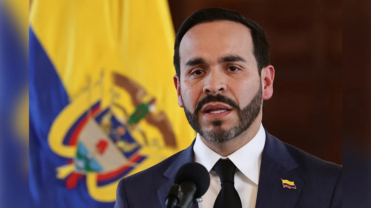 Colombia's President Abelardo de la Espriella delivers a statement on recovery efforts following Monday's earthquake, which struck several major cities in western Colombia, at San Carlos Palace in Bogota, Colombia, August 12, 2026. REUTERS/Jose Vargas