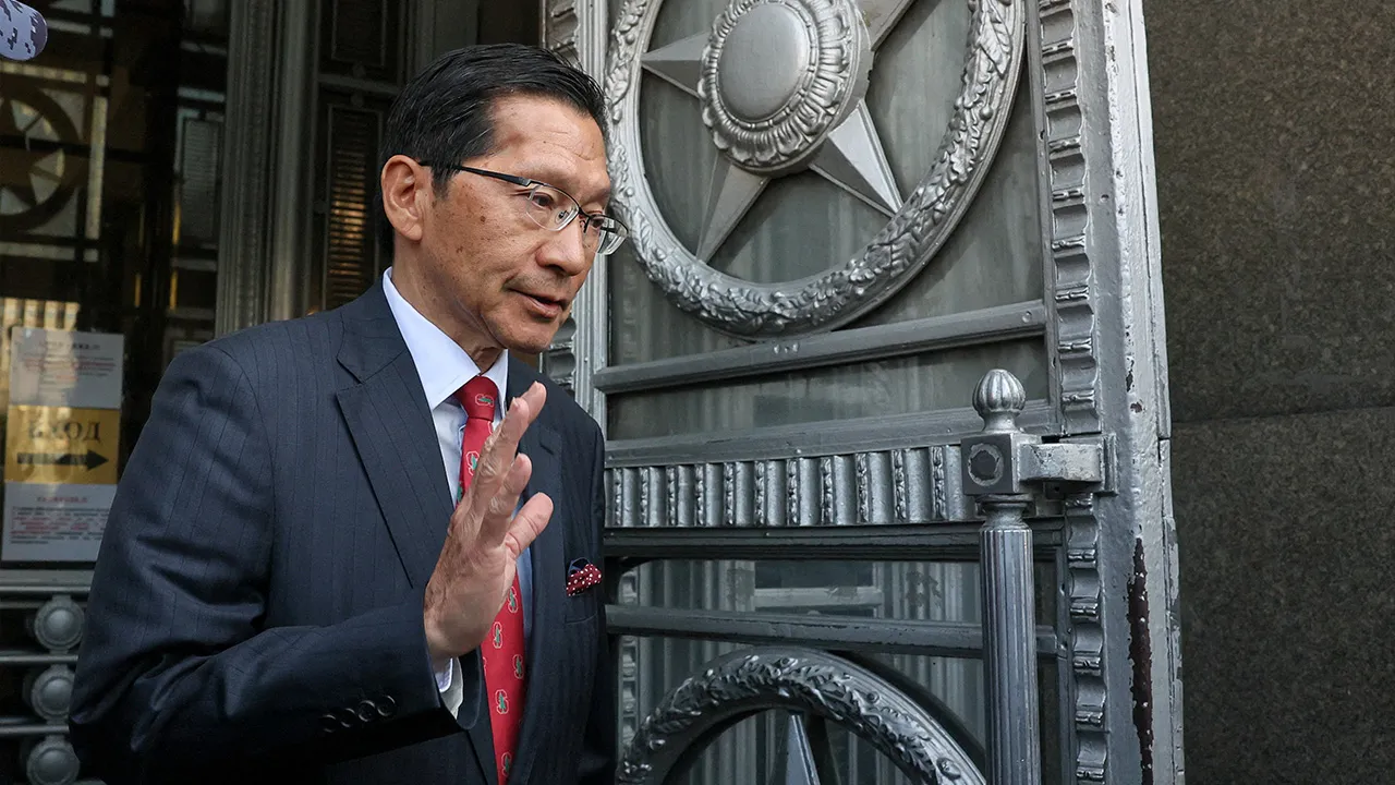 Japan's Ambassador to Russia Akira Muto, who was summoned over criticism by Japanese officials of a recent visit by Russian President Vladimir Putin to the disputed Kuril Islands, leaves following a meeting at the headquarters of the Russian Foreign Ministry in Moscow, Russia, August 18, 2026. REUTERS
