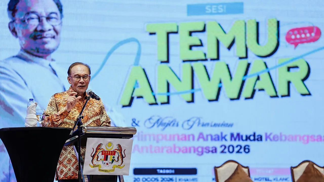 KLANG, 20 Ogos -- Perdana Menteri Datuk Seri Anwar Ibrahim menyampaikan ucapan pada Himpunan Anak Muda (HAMKA) Antarabangsa 2026 hari ini.  --fotoBERNAMA (2026) HAK CIPTA TERPELIHARA