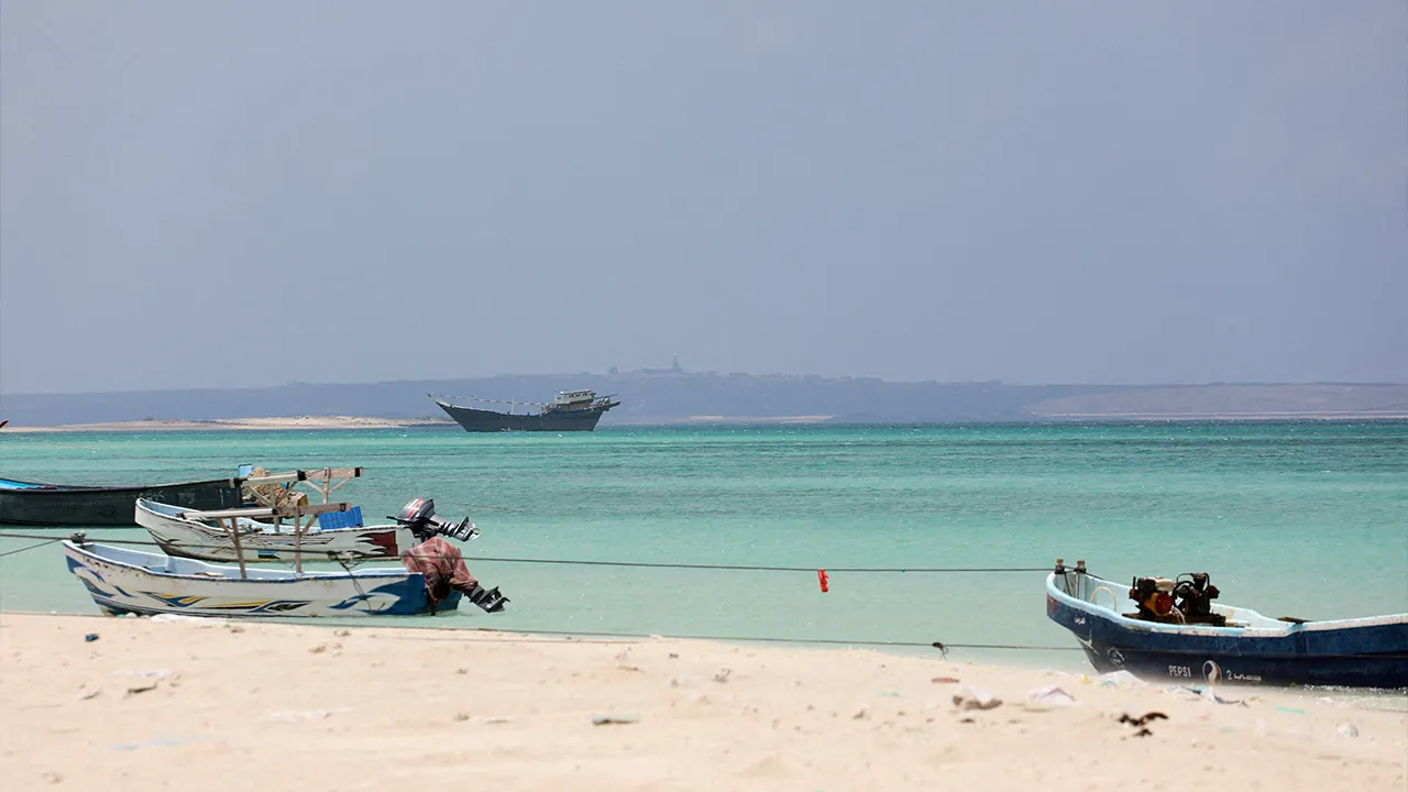 Boats are pictured on the shore of Bab el-Mandeb, Yemen, April 2, 2026. REUTERS