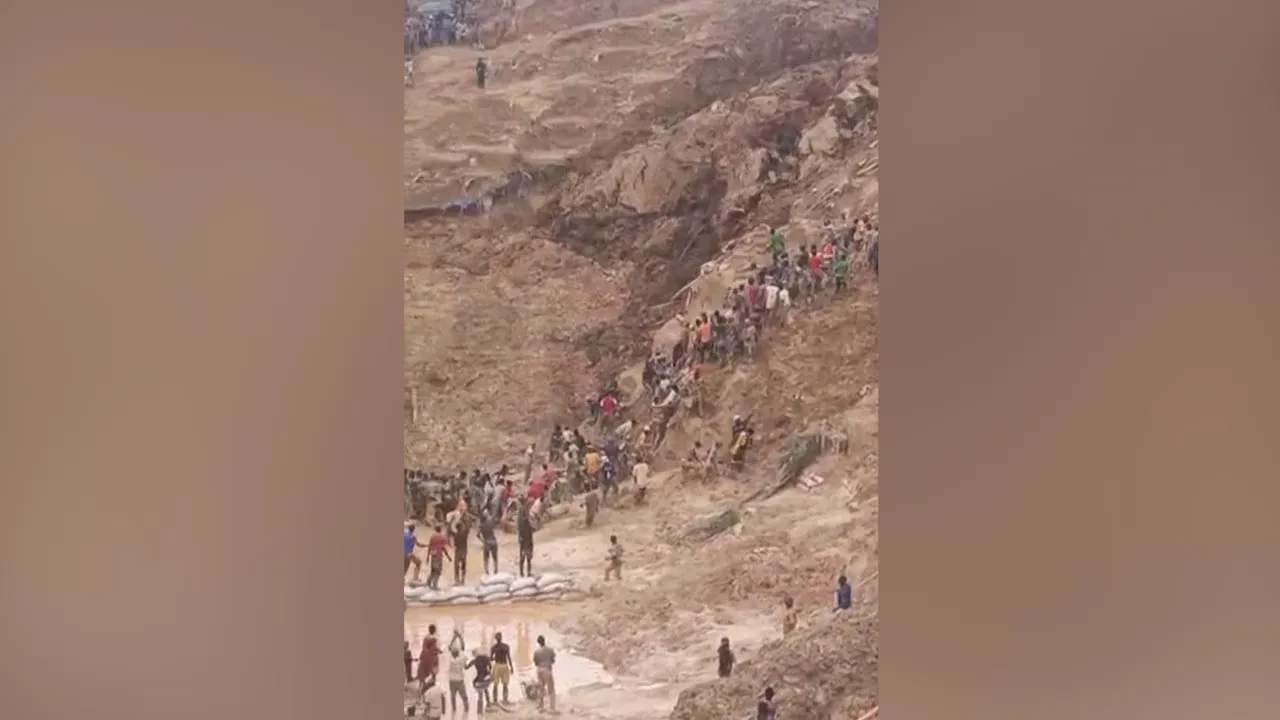 Video shows mine collapse in Central African Republic with scores dead -- AP Video Screenshot