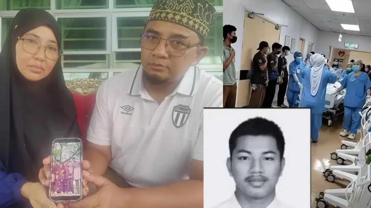 Mohd Zairee bersama Zaidah menunjukkan gambar kenangan keluarga. Gambar kanan: Kakitangan Hospital Selayang mengadakan Honor Walk kepada Allahyarham Nabil Izz Qaisar (Gambar kecil)_Sinar Harian