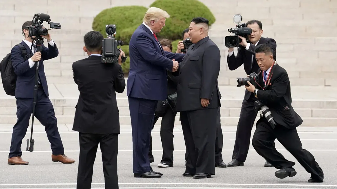 US President Donald Trump meets with North Korean leader Kim Jong Un at the demilitarized zone separating the two Koreas, in Panmunjom, South Korea, Jun 30, 2019. (Photo: REUTERS/Kevin Lamarque)