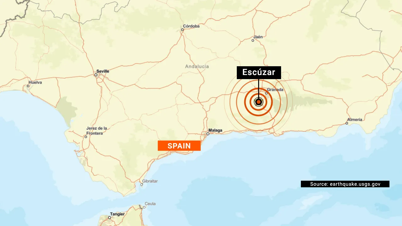 Earthquake  5 km ENE at Escúzar, Spain - https://earthquake.usgs.gov/