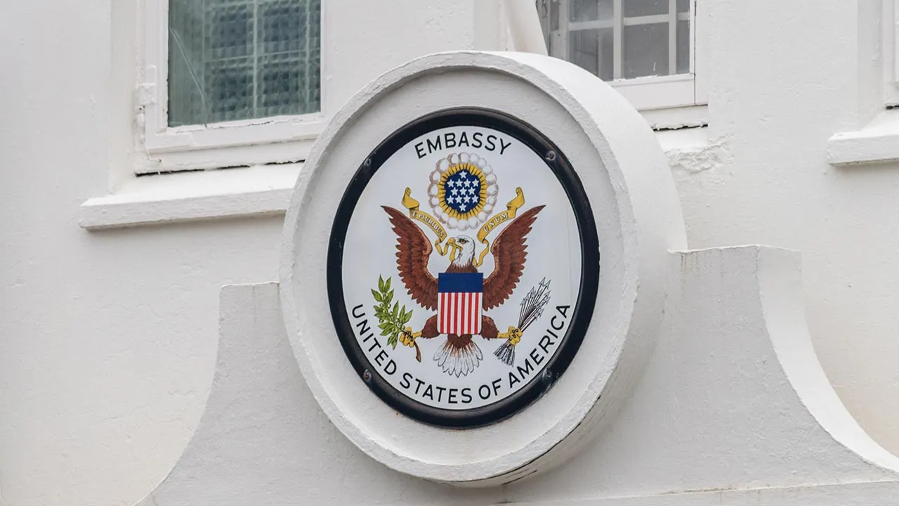 Reykjavik, Iceland - June 21, 2020: E pluribus unum translated as Out of many, one at embassy of United States of America. -- ADOBE STOCK