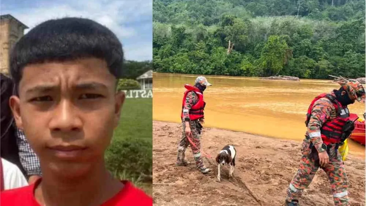 JBPM Kelantan menggunakan khidmat anjing pengesan dari Unit K9 yang dikenali sebagai Frankie mengesan Muhamad Rayyan yang dikhuatiri lemas di Sungai Kelantan berhampiran Kampung Batu Mengkebang, Jalan Batu Lada, Aur Duri, Kuala Krai pada Khamis._Sinar Harian
