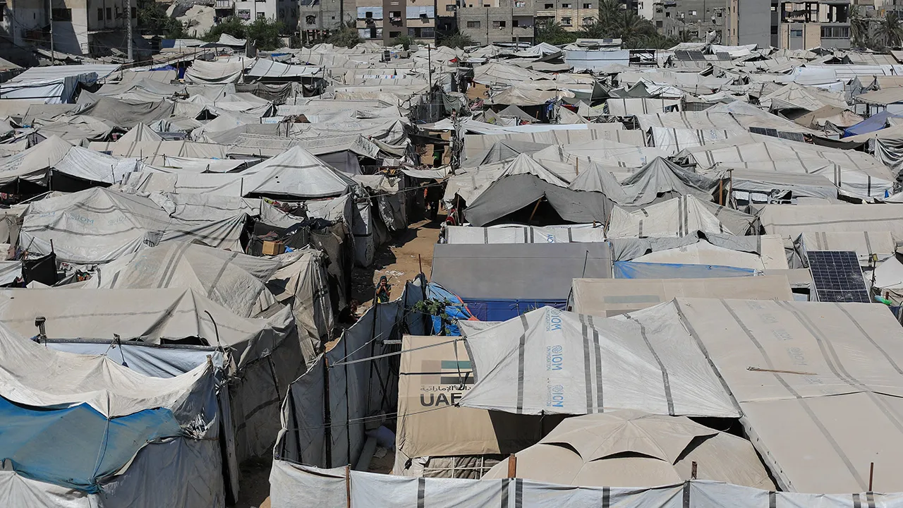 A tent camp sheltering displaced Palestinians in Gaza City, August 9, 2026. REUTERS
