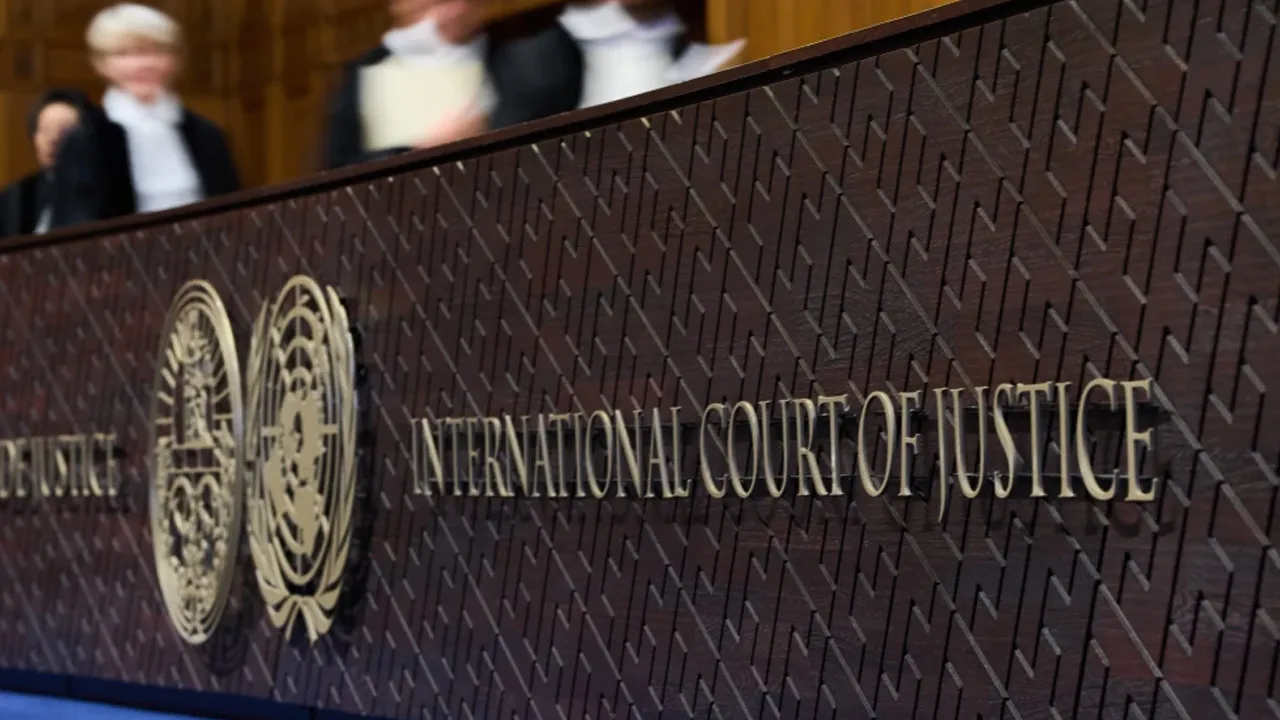 Judges walk to their seats before reading the advisory opinion of the International Court of Justice on what Israel must do to ensure humanitarian aid reaches Palestinians in Gaza and the occupied West Bank, in The Hague, Netherlands, Wednesday, Oct. 22, 2025. (AP Photo/Peter Dejong, file)