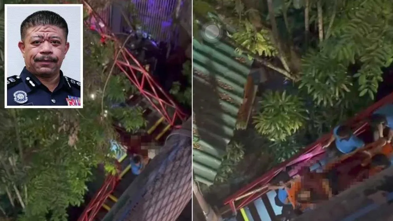 Foto tular insiden kemalangan roller coaster yang mengakibatkan kecederaan 10 individu di sebuah taman tema. Gambar kecil: Wan Azlan -- SINAR HARIAN