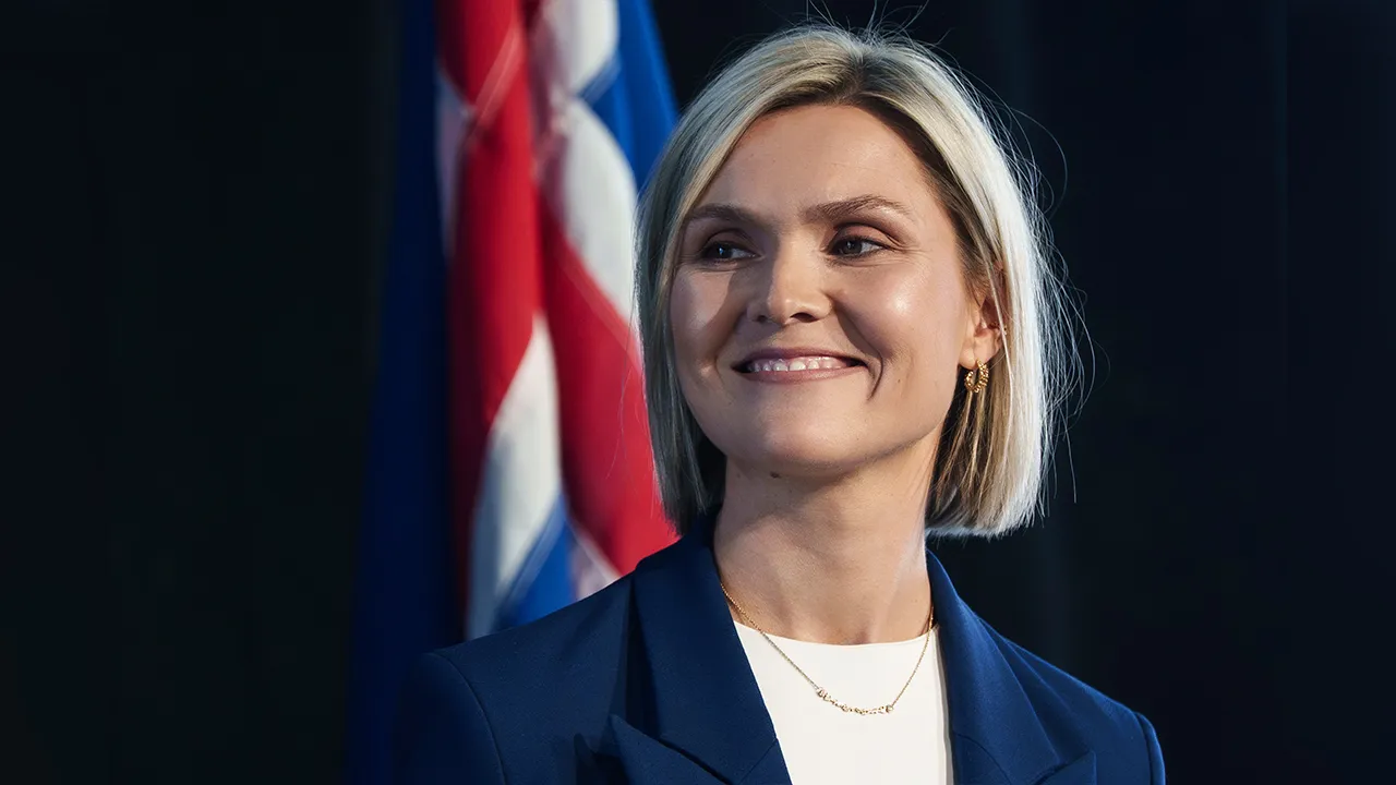 Icelandic Prime Minister Kristrún Frostadóttir attends a news conference at Harpa Concert Hall in Reykjavik, Iceland, Sunday, Aug. 30, 2026. (AP Photo/Marco Di Marco)