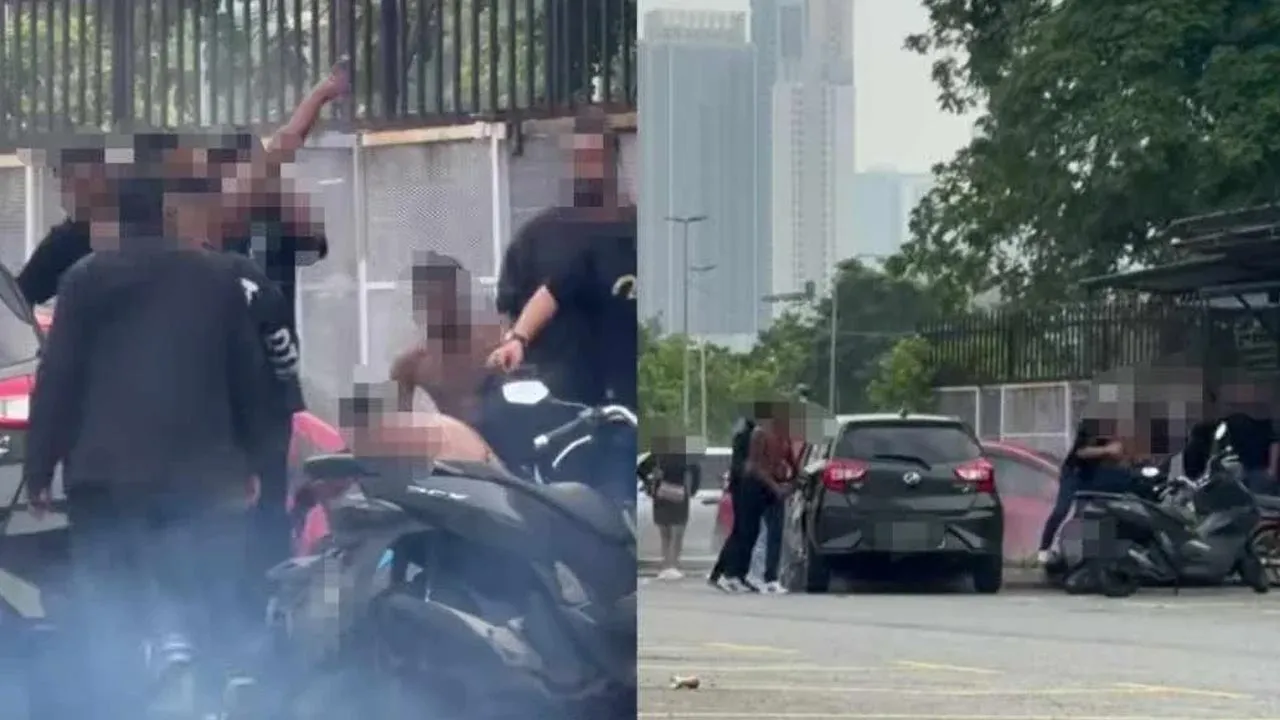 Tangkap layar rakaman video tular memaparkan kejadian pergaduhan dan kekecohan sekumpulan individu di ibu negara. -- SINAR HARIAN
