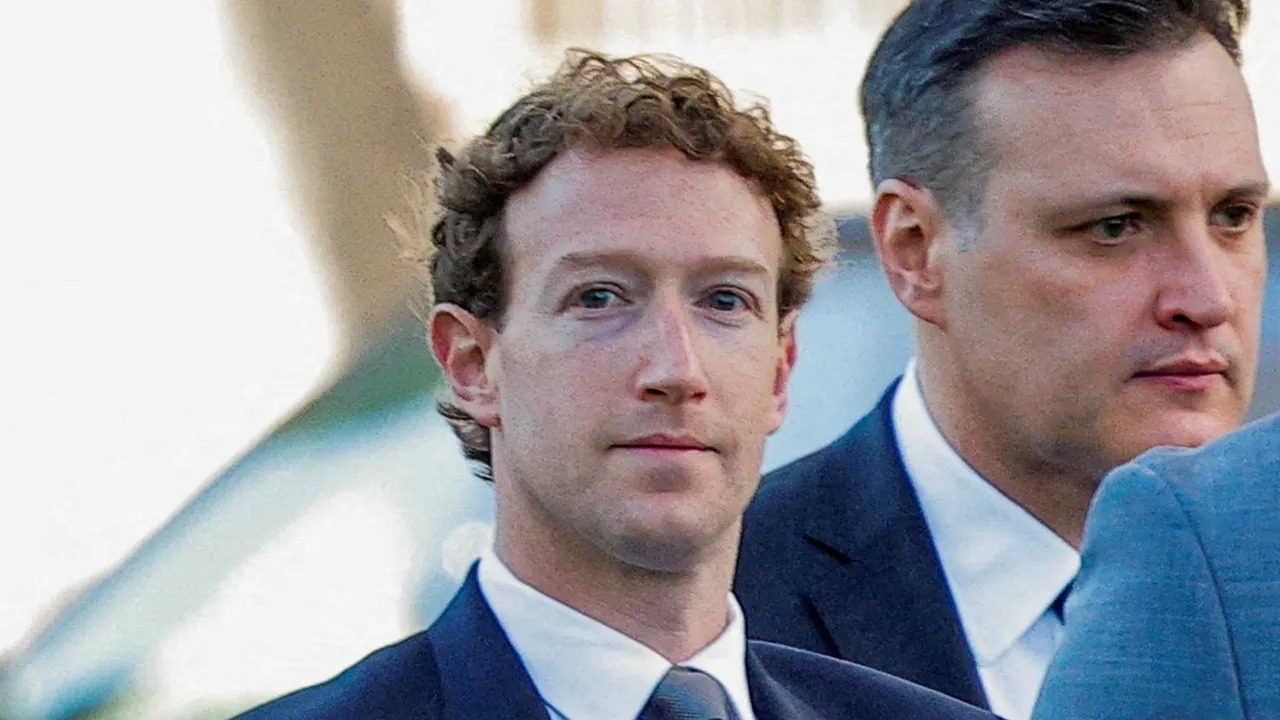 Meta Platforms CEO Mark Zuckerberg arrives outside court to take the stand at trial in a key test case accusing Meta and Google's YouTube of harming kids' mental health through addictive platforms, in Los Angeles, California, U.S., February 18, 2026. REUTERS/Mike Blake/