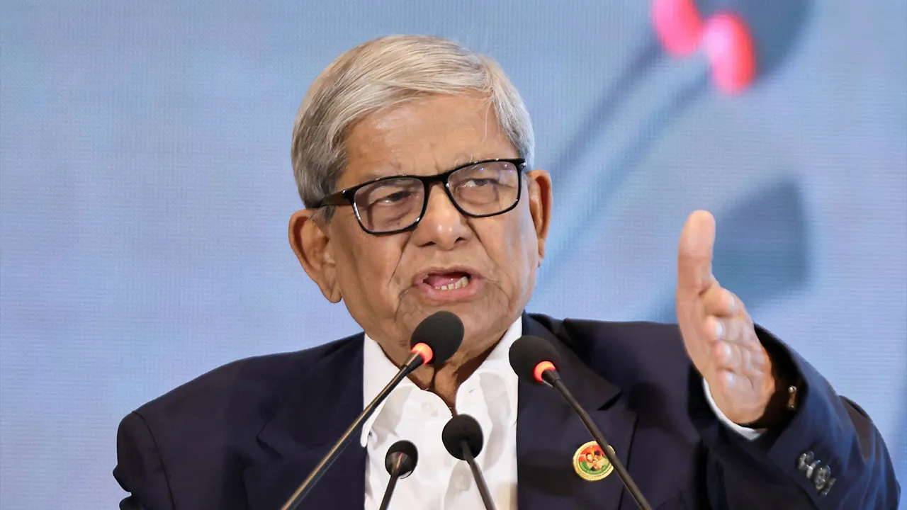 Mirza Fakhrul Islam Alamgir, secretary general of the Bangladesh Nationalist Party (BNP), speaks during a press conference following the BNP's victory in the 13th general election, at the Hotel Intercontinental, in Dhaka, Bangladesh, February 14, 2026. REUTERS/Mohammad Ponir Hossain