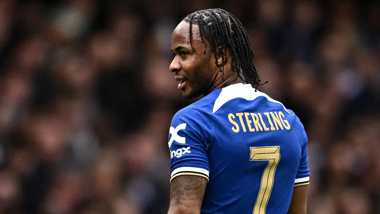 Soccer Football - FA Cup - Quarter Final - Chelsea v Leicester City - Stamford Bridge, London, Britain - March 17, 2024 Chelsea's Raheem Sterling REUTERS/Dylan Martinez