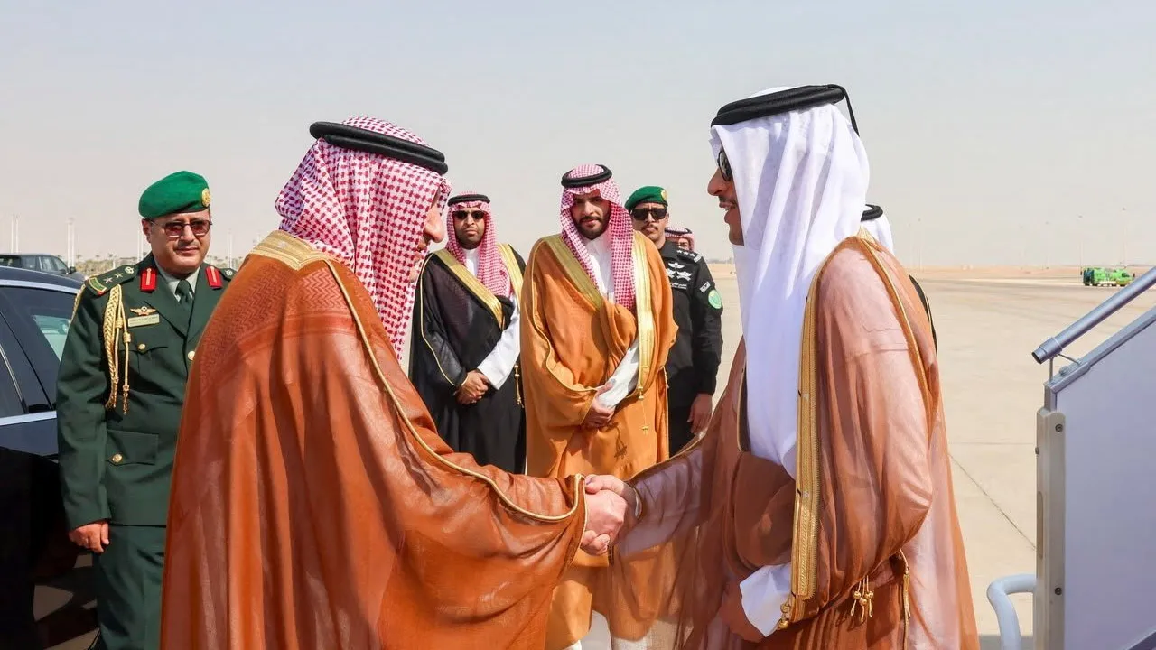 Qatar's Prime Minister and Minister for Foreign Affairs, Sheikh Mohammed bin Abdulrahman bin Jassim Al-Thani arrives in Riyadh, Saudi Arabia, August 19, 2026. Saudi Press Agency/Handout via REUTERS