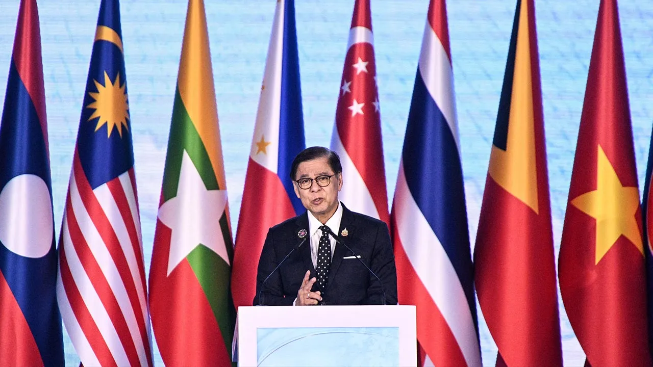 Thailand Minister of Foreign Affairs Sihasak Phuangketkeow speaks during the commemoration of the 50th Anniversary of the Treaty of Amity and Cooperation in Southeast Asia (TAC) on the sidelines of the ASEAN Foreign Ministers' Meeting at the Philippine International Convention Center in Pasay, Metro Manila, Philippines, July 24, 2026. REUTERS/Noel Celis