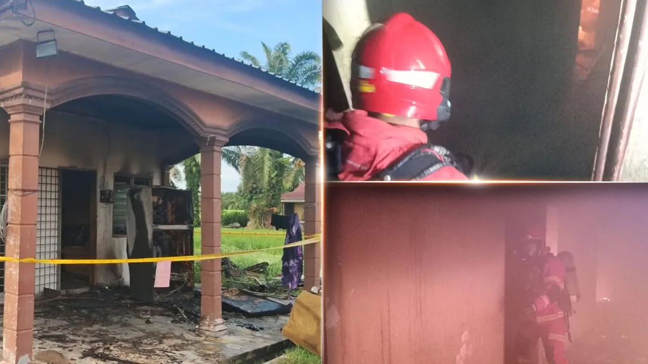 Tiga beranak Rohingya rentung dalam kebakaran rumah di Bagan Serai. Foto JBPM Perak