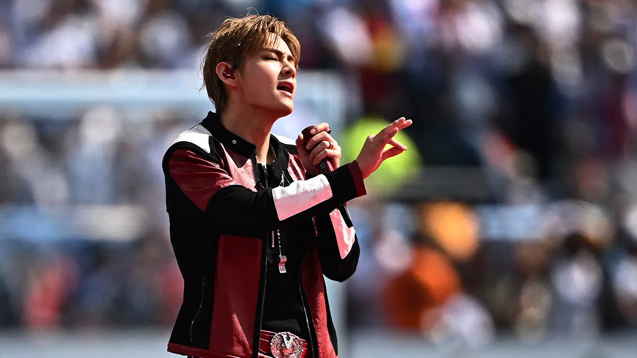 Soccer Football - FIFA World Cup 2026 - Final - Spain v Argentina - Halftime Show - New York/New Jersey Stadium, East Rutherford, New Jersey, U.S. - July 19, 2026 BTS perform during the Halftime Show REUTERS