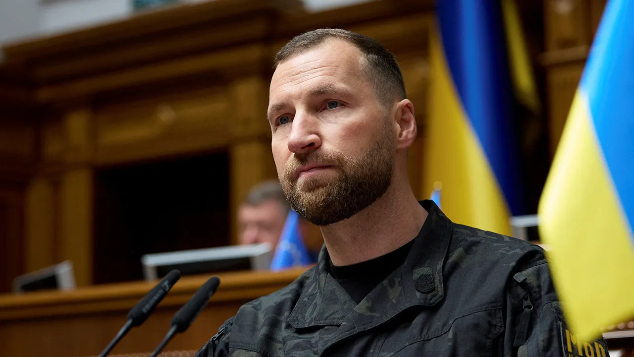 Newly appointed Ukrainian Defence Minister Yevhenii Khmara attends a session of the Ukrainian parliament, amid Russia's attack on Ukraine, in Kyiv, Ukraine, August 19, 2026. REUTERS/Stringer