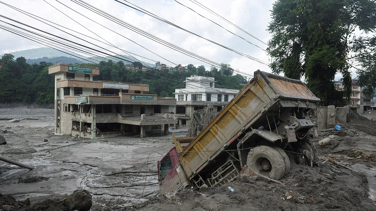 Aftermath of flash floods and mudslide at Trishuli Bazaar army training centre in Nuwakot, Nepal, August 28, 2026. REUTERS/Francis Mascarenhas