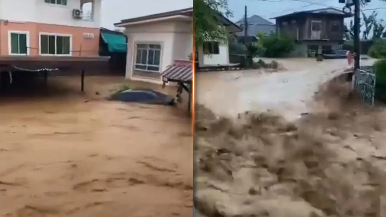 HAPPENING NOW: Heavy upstream rainfall near Doi Phu Kha has triggered severe flash floods in Ban Rong, Pua District, Thailand, submerging homes and closing major roads._X @WeatherMonitors