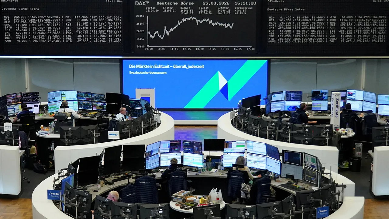 The German share price index DAX graph is pictured at the stock exchange in Frankfurt, Germany, August 25, 2026. REUTERS