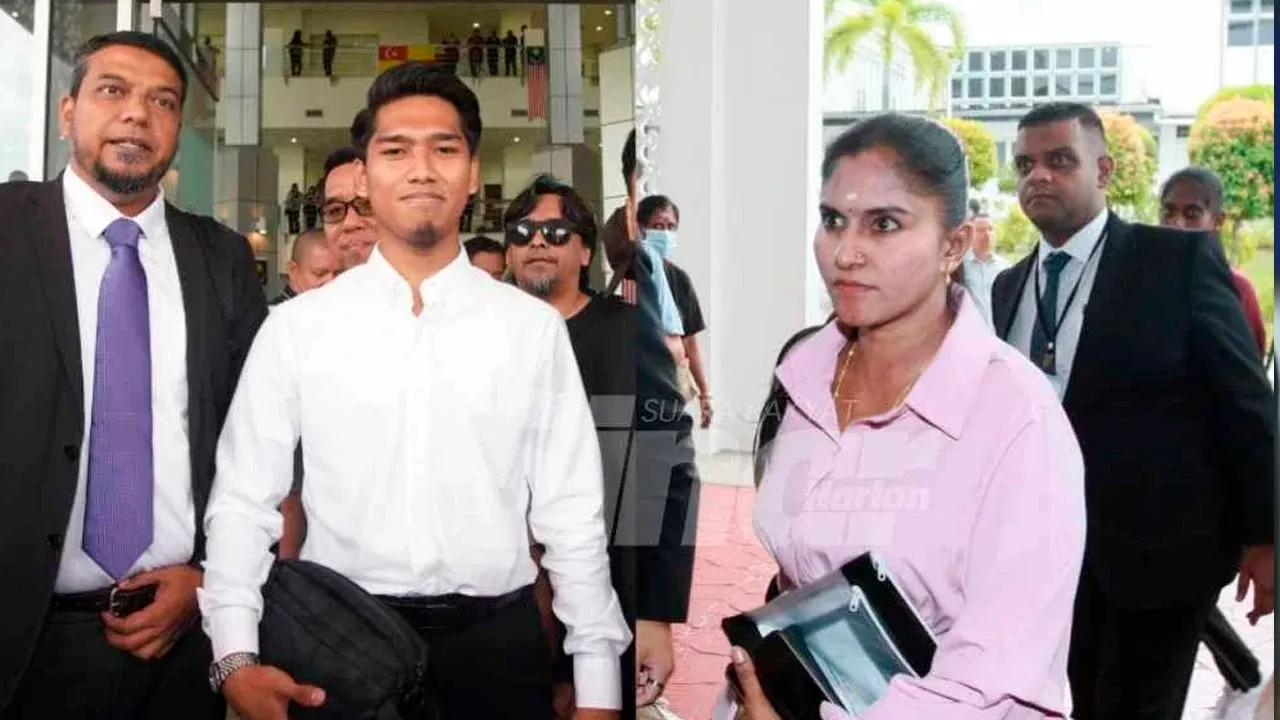 Roghini Devi (kanan) dan Muhammad Shah mengaku tidak bersalah di Mahkamah Sesyen pada Khamis._Sinar Harian
