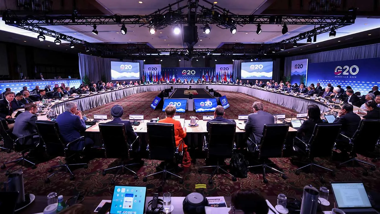 Finance ministers and central bank governors from G20 countries attend a plenary session in Asheville, North Carolina, U.S., August 31, 2026. REUTERS/Sam Wolfe