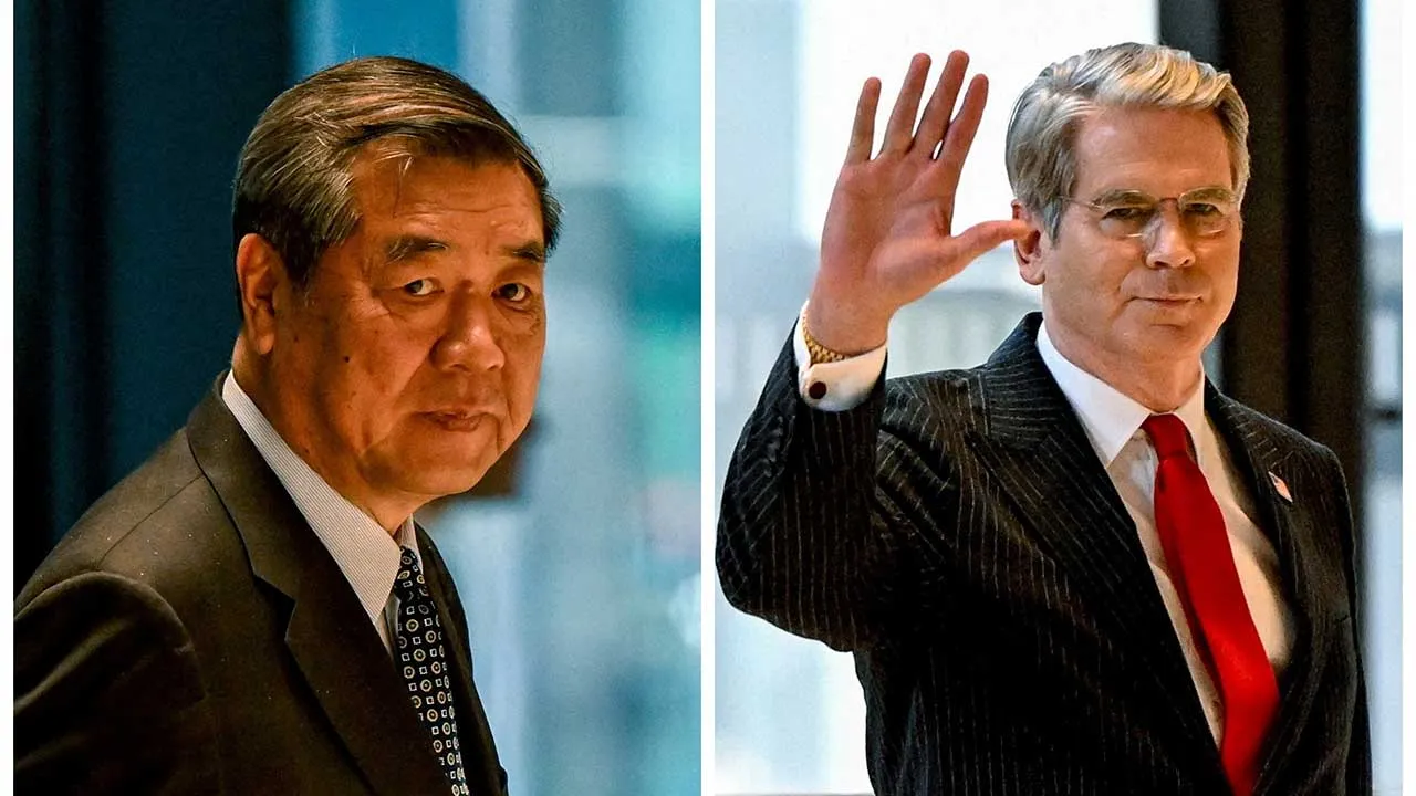 A combination picture shows China's Vice Premier He Lifeng and US Treasury Secretary Scott Bessent arriving for a meeting, ahead of the summit between US President Donald Trump and Chinese President Xi Jinping, at JPMorgan Chase's global corporate headquarters in New York City, US September 20, 2026. REUTERS/Vincent Alban