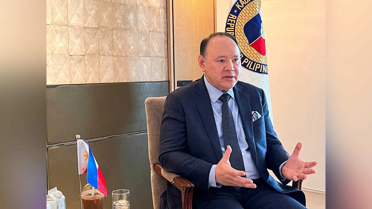 FILE PHOTO: Philippines Defense Minister Gilberto Teodoro speaks during an interview at the IISS Shangri-La Dialogue security summit in Singapore, May 30, 2026. REUTERS/Minh Nguyen/File Photo/File Photo