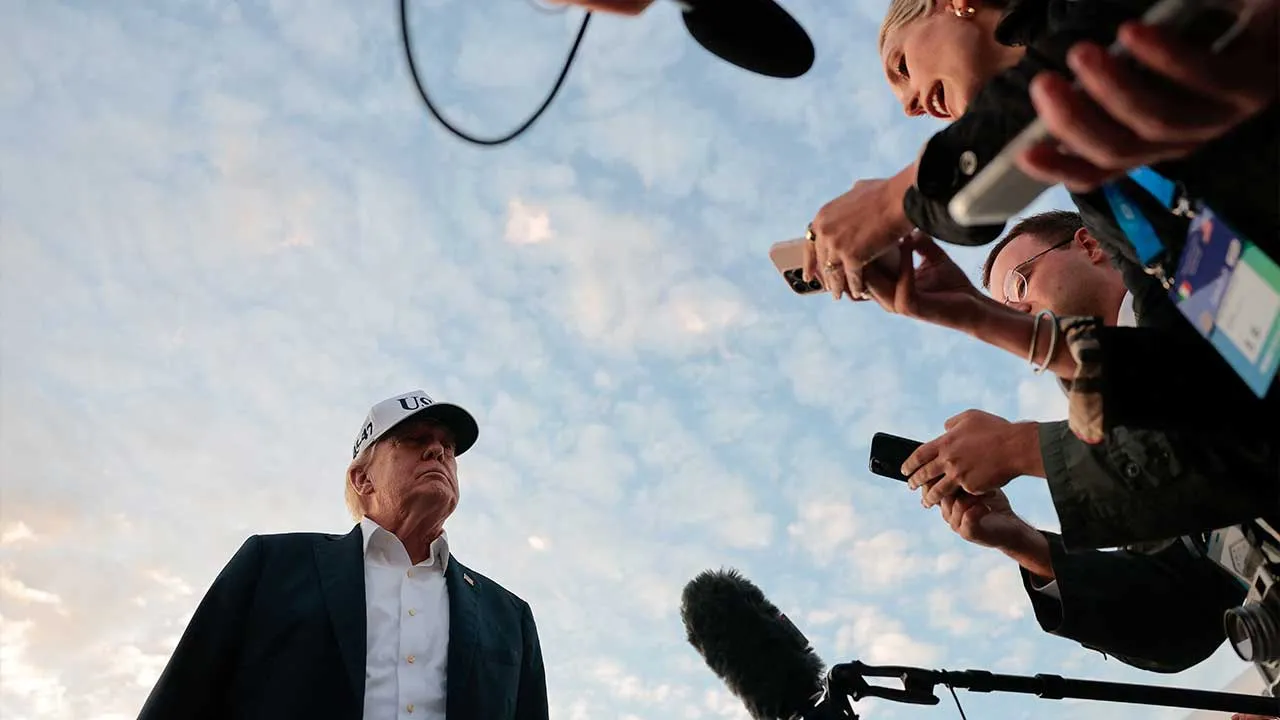 U.S. President Donald Trump speaks to the press, at Shannon Airport in Ireland, September 13, 2026. REUTERS/Kylie Cooper