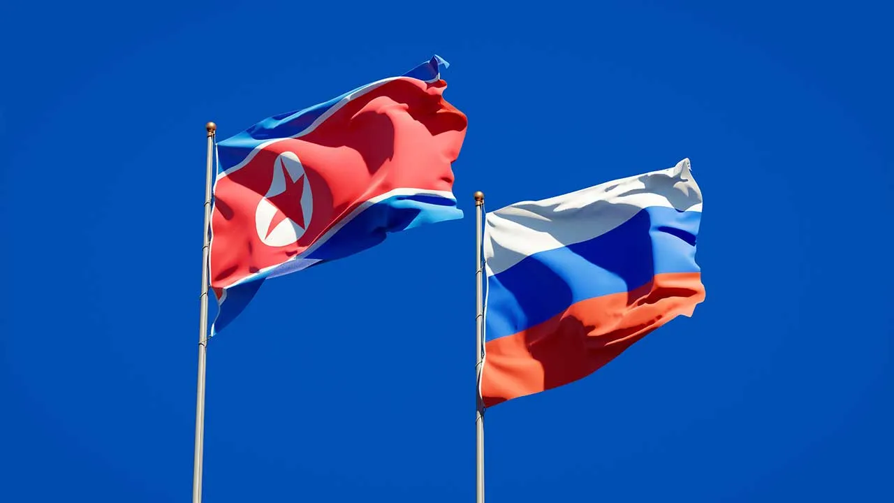 [TB]_flags of North Korea and Russia_ADOBE STOCK